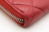 Chanel Quilted Red Lambskin Zip Around Wallet Eb1125orxdu