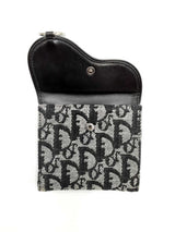 Christian Dior Saddle Wallet In Black Oblique Jacquard Fw0325lzzdu