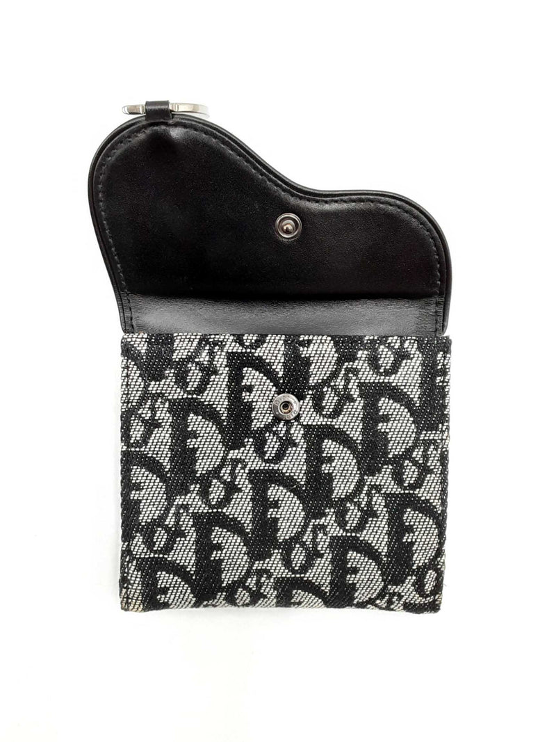 Christian Dior Saddle Wallet In Black Oblique Jacquard Fw0325lzzdu