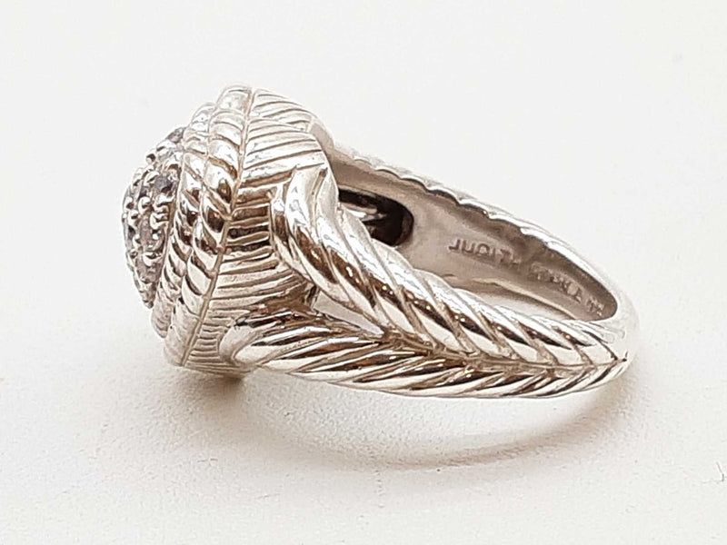 Judith Ripka Heart Cz 0.925 Sterling Silver 10.2g Ring Size 6 Do1125rxde