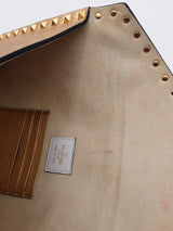 Valentino Garavani Rockstud Gold Metallic Leather Envelope Clutch Eb0726wxzsa