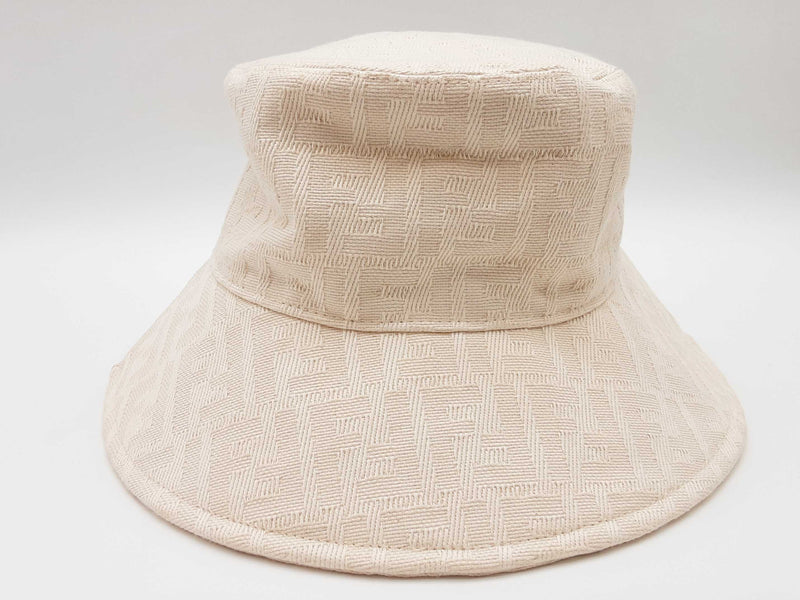 Fendi Ivory White Logo Cotton Bucket Hat Size M Do0725orxde