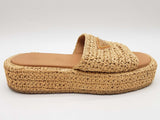 Prada Tan Woven Raffia Flatform Slides Size Eu 37 Do0926lxzde
