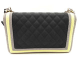 Chanel Fluo Boy Bag Black Neon Yellow Quilted Canvas Shoulder Bag Do0525lezxde