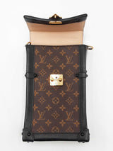 Louis Vuitton Vertical Trunk In Monogram Coated Canvas & Black Leather Fw0726rxzdu