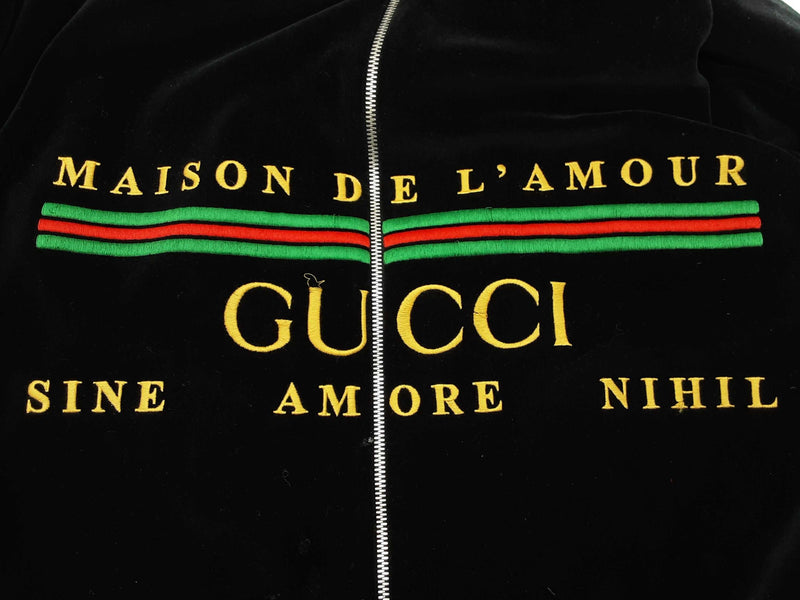 Gucci Maison De L'amour Black Velvet Zipper Sweater Size Xxl Do0425prxde