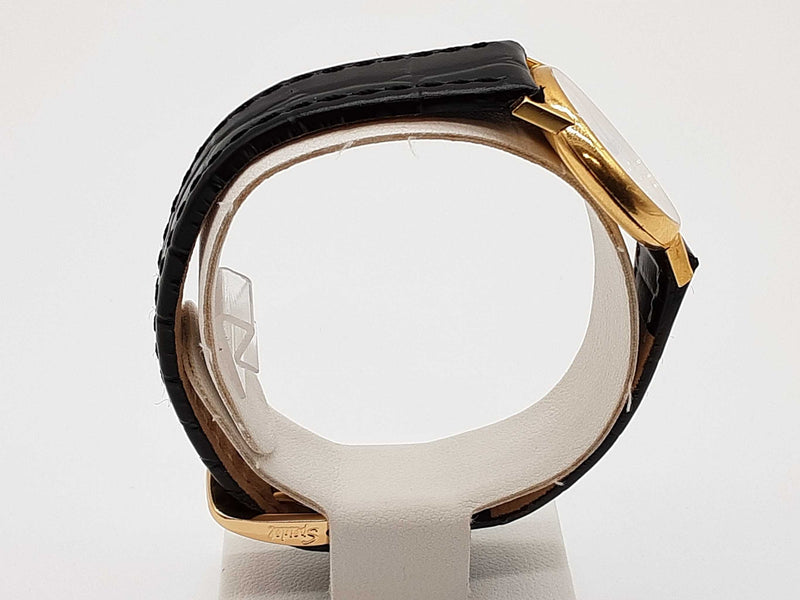 Chopard 24 18k Yellow Gold Case White Dial Black Leather Strap Watch Do0725rrxde