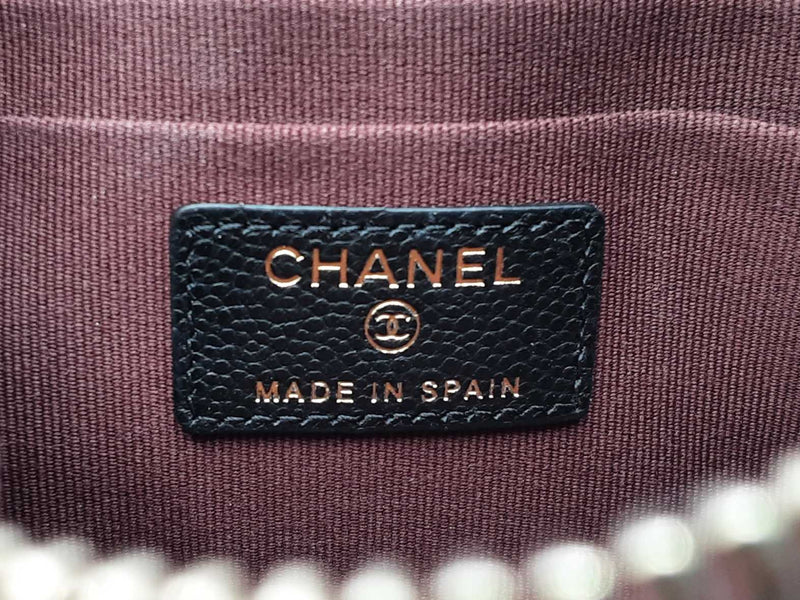 Chanel Classic Small O Case In Black Diamond Quilted Caviar Leather Fw0825rzxdu