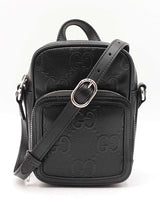 Gucci Tennis Mini Double Zip Messenger Bag In Embossed Black Leather Fw1125wrzdu