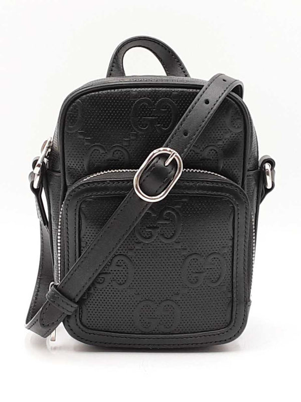 Gucci Tennis Mini Double Zip Messenger Bag In Embossed Black Leather Fw1125wrzdu