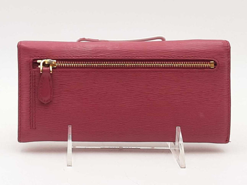 Prada Saffiano Leather Fold Over Continental Wallet Pink Aa0625lzxsa