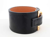Hermès Kelly Dog Gold-tone & Black Leather Cuff Bracelet 6 Inch Fw0626lrxdu
