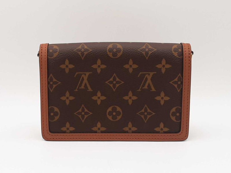 Louis Vuitton Dauphine Chain Wallet In Monogram & Reverse Monogram Coated Canvas Fw0625ezxdu