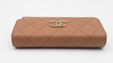 Chanel Timeless Flap Wallet In Diamond-quilted Tan Caviar Leather Fw0226erxdu