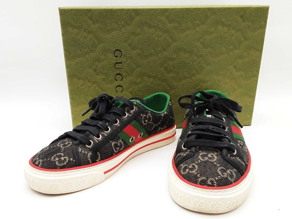 Gucci 606110 Tennis 1977 Black Gg Jacquard Denim Shoes Size Eu 35.5 Do0825lxzde