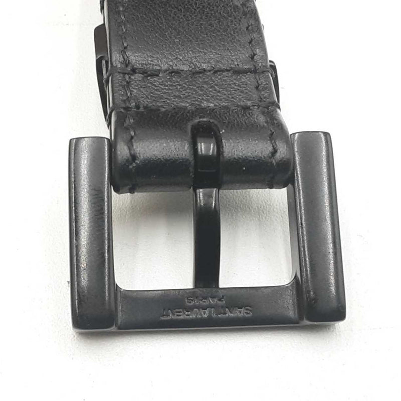 Yves Saint Laurent Cassandre Black Leather Belt Sd0225ozxdu