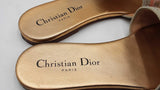 Christian Dior Embroidered Cotton Gold Metallic Dway Slides Sz 35.5 Eb0126lrxdu
