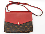 Louis Vuitton Twice Pochette Cherry Red Leather Brown Monogram Crossbody Bag Do0525sxzde