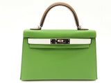 Hermes Mini Kelly Tricolor Green Gray Epsom Palladium Hardware Bag Do0925oxzxzde