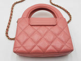 Chanel Mini Nano Shopper Bag In Shiny Coral Pink Aged Calfskin Fw1026lexzdu
