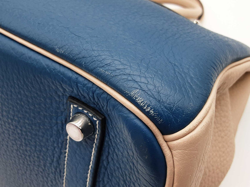 Hermes Custom Birkin 35 Blue Beige Clemence Palladium Handbag Do0825srxzde