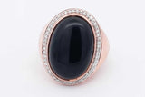Onyx & Diamond 14k Rose Gold Ring 14.7 Grams Size 7 Eb1225ixzsa