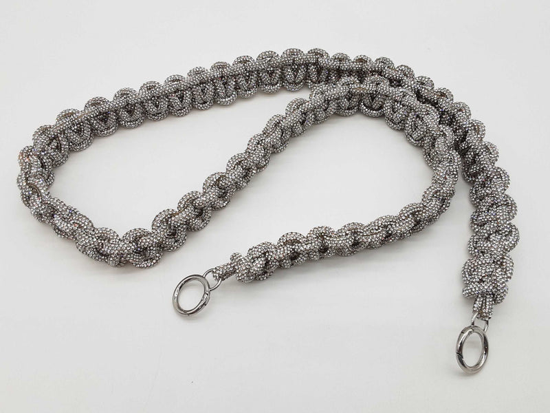 Panoptic Silver Rhinestone Crossbody Bag Strap Do1224wsde