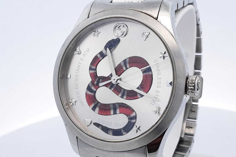 Gucci G- Timeless Color Snake Dial Quartz 38mm Stainless Steel Watch Eb1224lrxsa