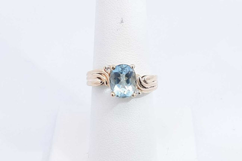 Light Blue Gemstone Ring In 14k Yellow Gold 4.7 Grams Size 6.75 Eb0824lrxsa