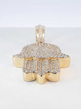 2.34 Cttw Diamond Pavé & 10k Yellow Gold Hamsa Pendant 15.8 Grams Fw0426lpxzdu