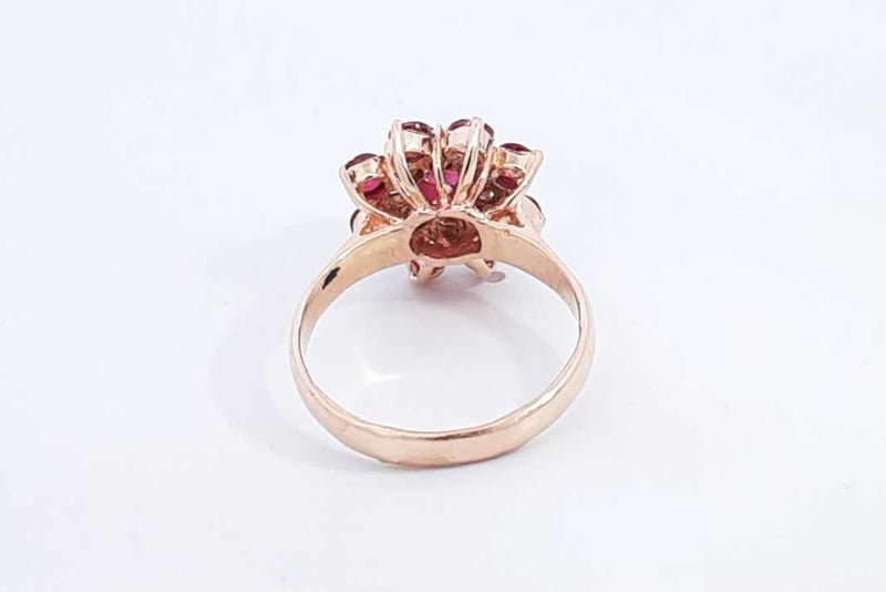 Red Gemstone & Diamond Ring In 10k Yellow Gold 5.2 Grams Size 8 Eb09oxzsa