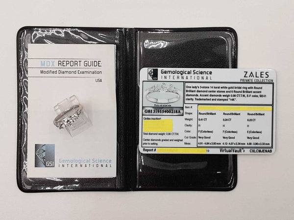0.94 Cttw Diamond & 14k White Gold Ring With Cert 3.3 Grams Size 5 Fw0625rxzdu