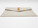 Yves Saint Laurent Uptown Pouch White Croc Embossed Leather Clutch Do0726oxzde