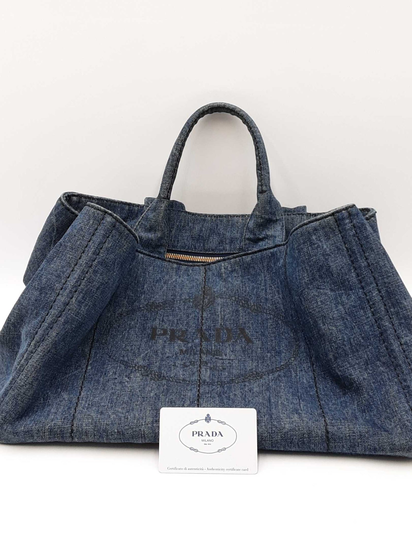 Prada Canapa Denim Tote Bag Eb0326ocrdu – Max Pawn