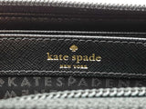 Kate Spade Greta Court Glitter Neda Wallet In Black Crosshatched Pvc Fw1025wxdu