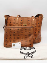 Mcm Liz Reversible Visetos Cognac Tote Bag Eb0526wxzsa