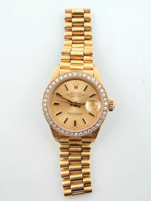 Rolex 18k 26mm 6 In 6917 Datejust Automatic Watch No Box Lh0824ixzxde