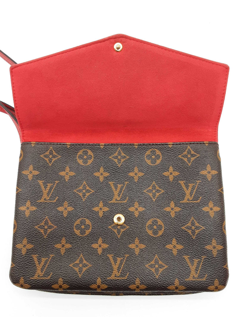 Louis Vuitton Twice Pochette Cherry Red Leather Brown Monogram Crossbody Bag Do0525sxzde