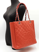 Chanel Vertical Grand Shopper Tote In Orange Quilted Caviar Leather Fw0126lrzxdu