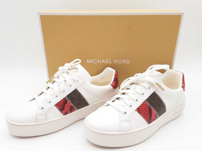 Michael Kors 49s1pofs2l Poppy Lace Up White Red Sneakers Size Us 5.5m Do0924wxde