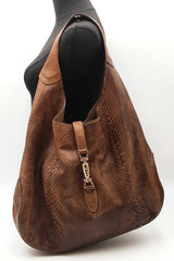 Gucci Jackie Hobo Bag In Glazed Chestnut Brown Python Leather Fw1025ocrdu