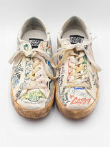 Golden Goose Superstar In Graffiti-printed White Leather Size It 42 Fw0925lrzdu