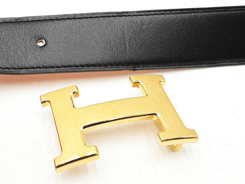 Hermès Constance H Buckle & Reversible Black & Orange Leather Belt Fw1025pxzdu