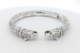 Gucci Anger Forrest Wolf Head Hinged Cuff Sterling Bracelet 73.3g Eb0526orxsa