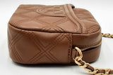 Tory Burch Fleming Quilted Brown Leather Crossbody Camera Bag Eb1224ixdu