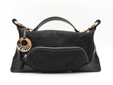 Fendi Chef Baguette Handbag In Black Zucchino Canvas & Leather Fw1125woxdu