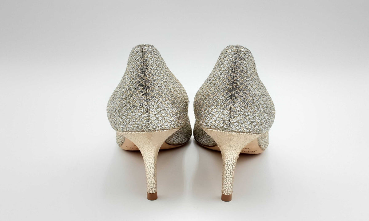 Jimmy Choo Women's Metallic Abel Champagne Glitter Pointy