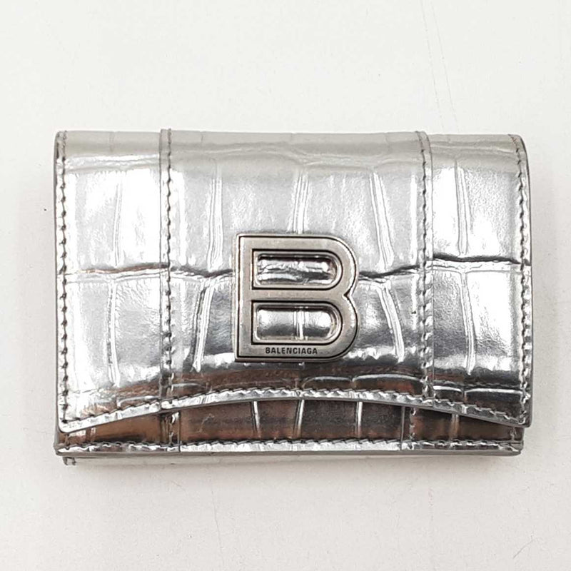 Balenciaga Silver Hourglass Mini Wallet Sd0625oezdu