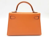 Hermes Mini Kelly Ii Sellier Orange Pink Chevre Mysore Palladium Shoulder Bag Do0225oxzxzde
