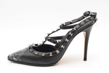 Valentino Rockstud Undercover Ankle Strap Black Leather Heels Size 37 Eb1224exsa